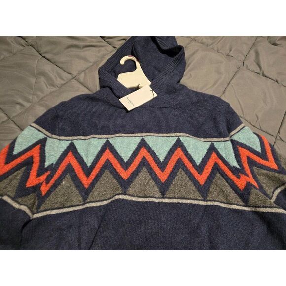 Goodfellow & Co Mens Hooded Sweater Zigzag Navy XL Charlie Brown Halloween - Picture 1 of 6